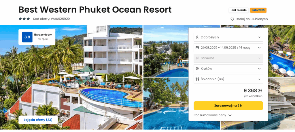 Z biurem podróży: Phuket na 14 dni od 4684 zł od osoby 1