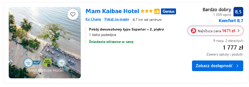 **11 dni w Tajlandii od 3603 PLN od osoby (9 nocy na Koh Chang)** 11 dni w Tajlandii od 3603 PLN od osoby (9 nocy na Koh Chang) 4